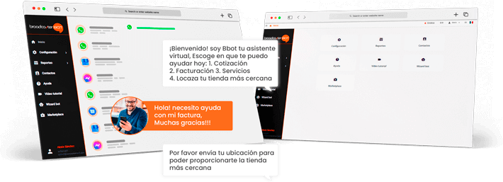 BroadcasterBot integra los canales de whatsapp, facebook messenger, Google Business Chat y RCS