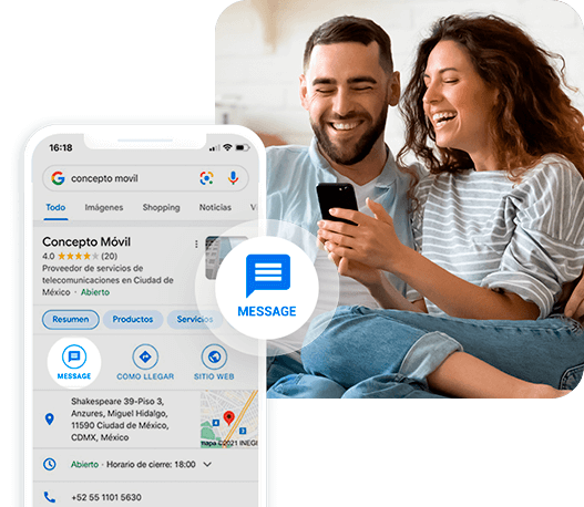 Google Business Messages permite a tus clientes comunicarse contigo desde Google Search y Google Maps. 