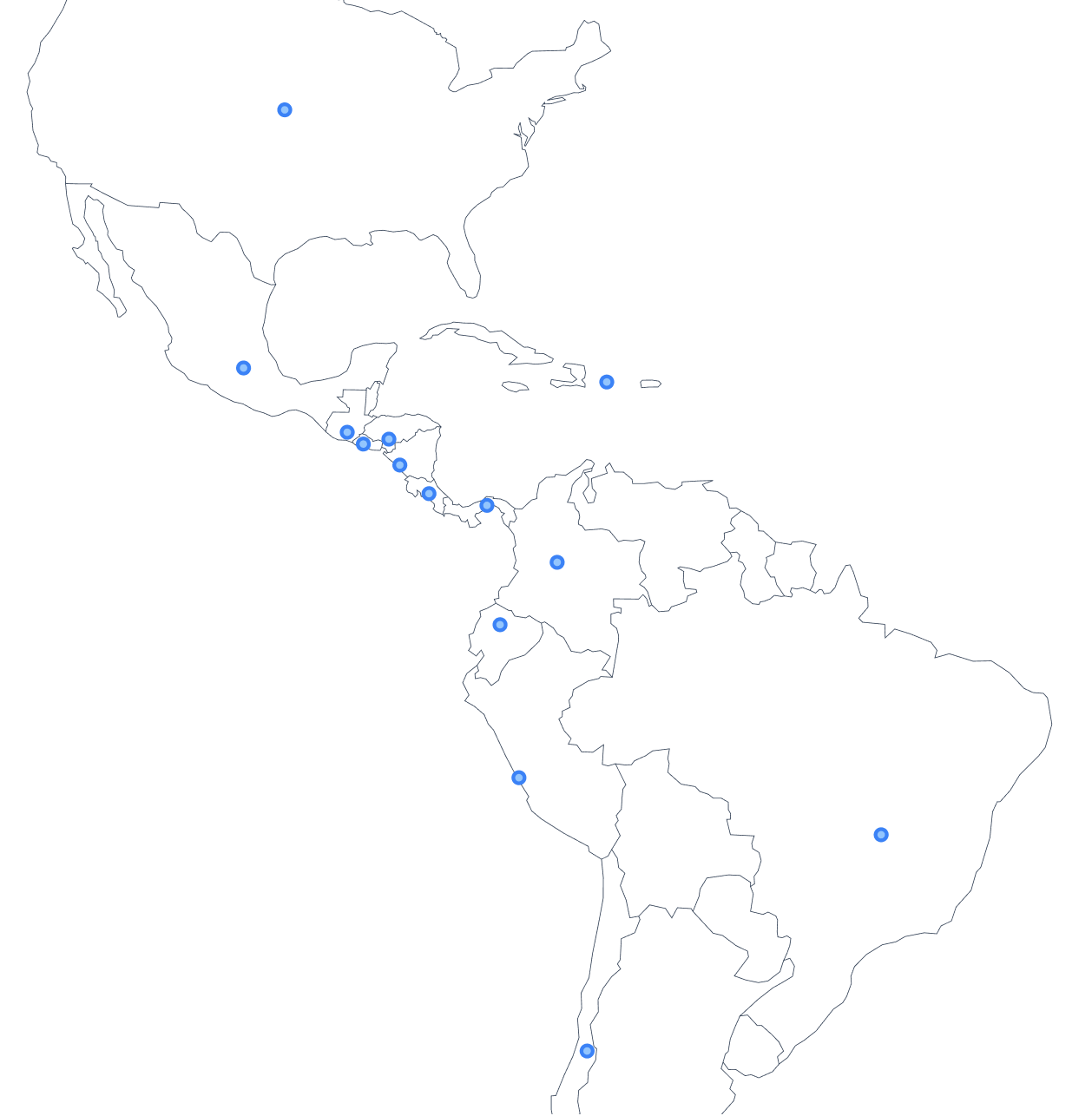 Mapa de cobertura no México e América Latina